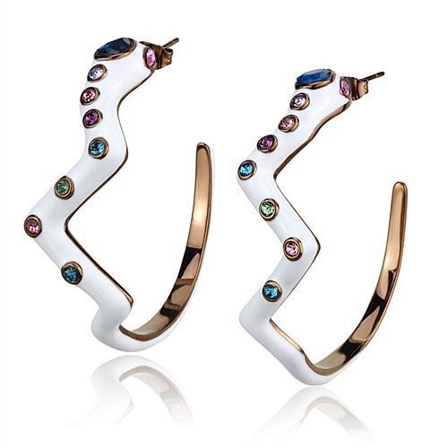 Stainless Steel Earrings – IP Coffee Light Finish with Top Grade Crystals